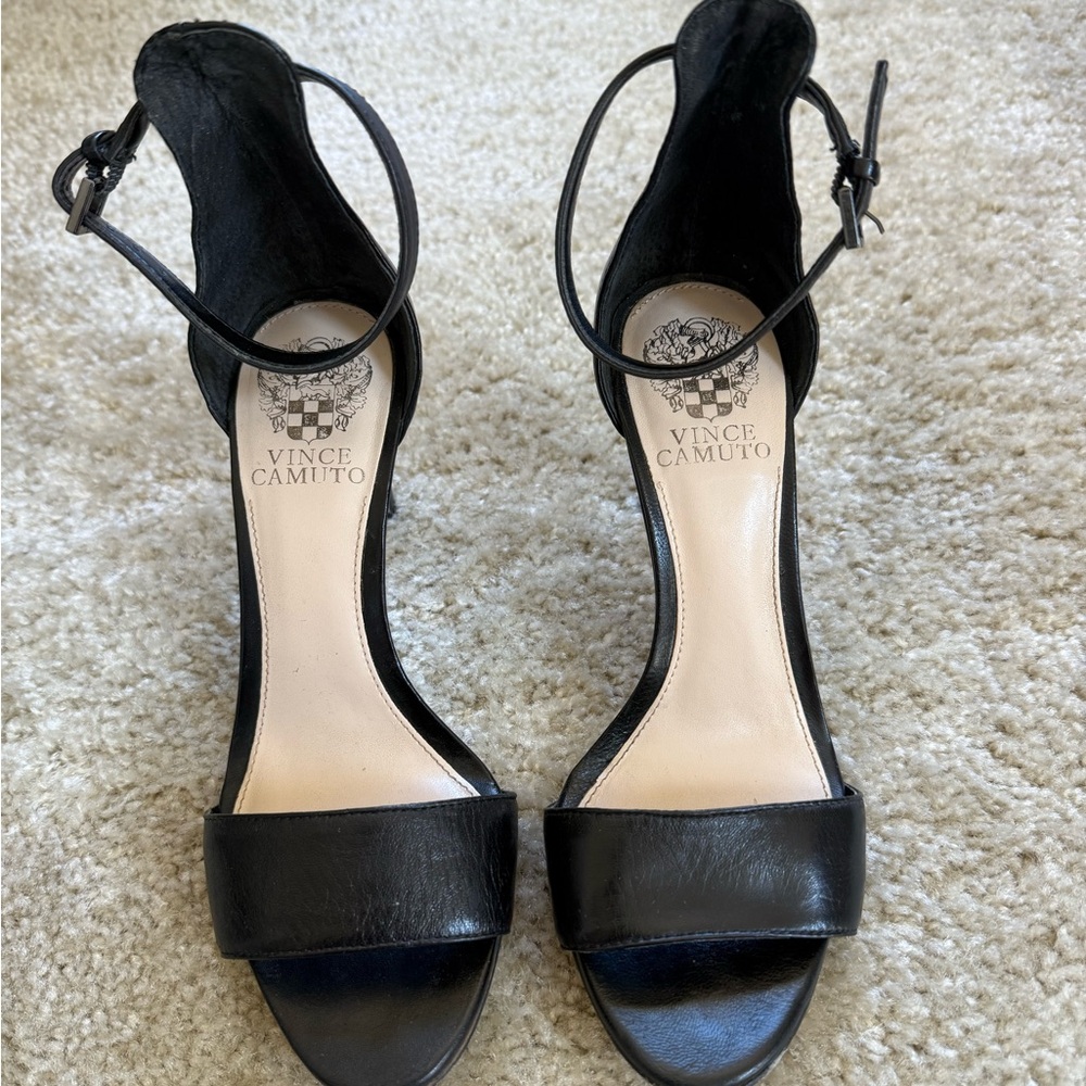 Vince Camuto Black Heels Ankle Strap Sandals